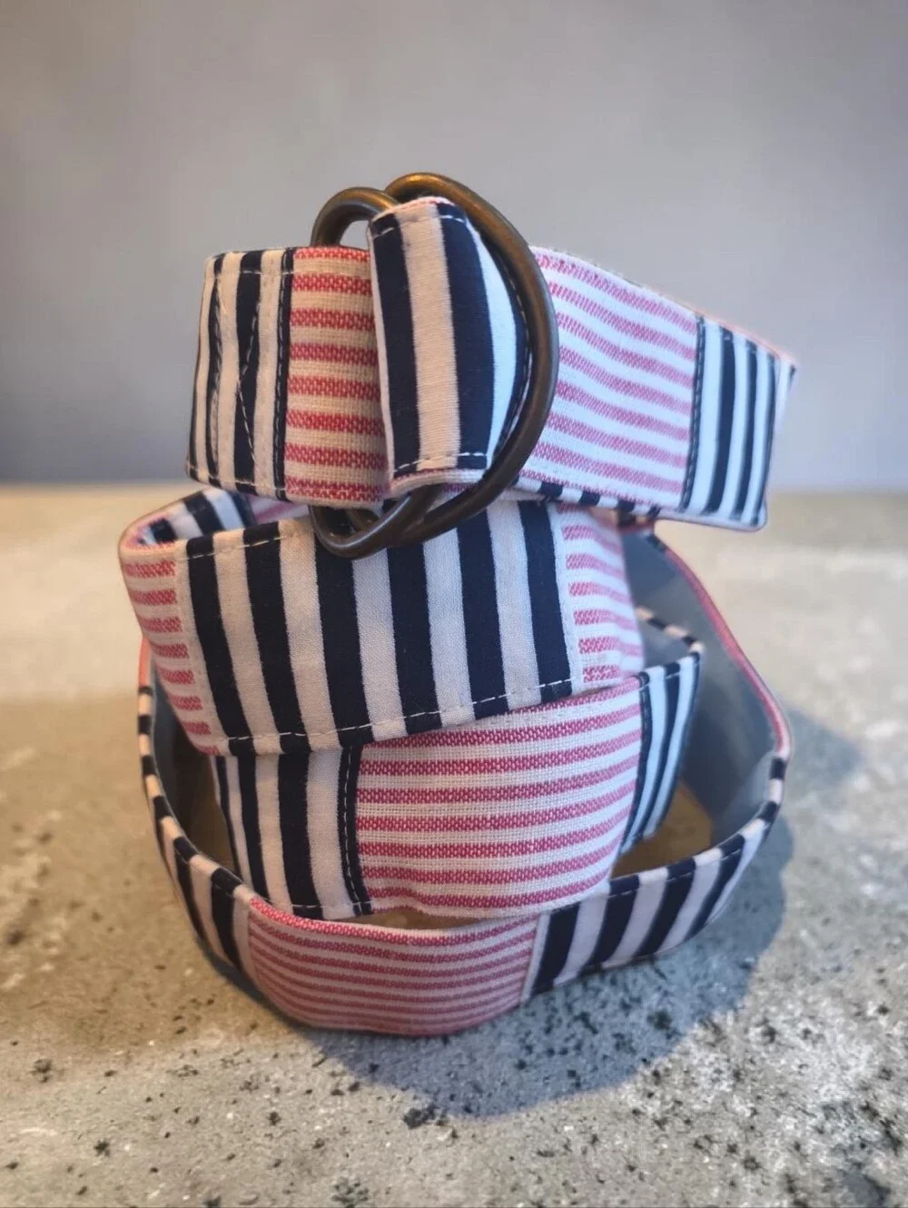 NIB Striped Fabric Belt Red White & Blue Stripes Nautical Flag American 4th July
